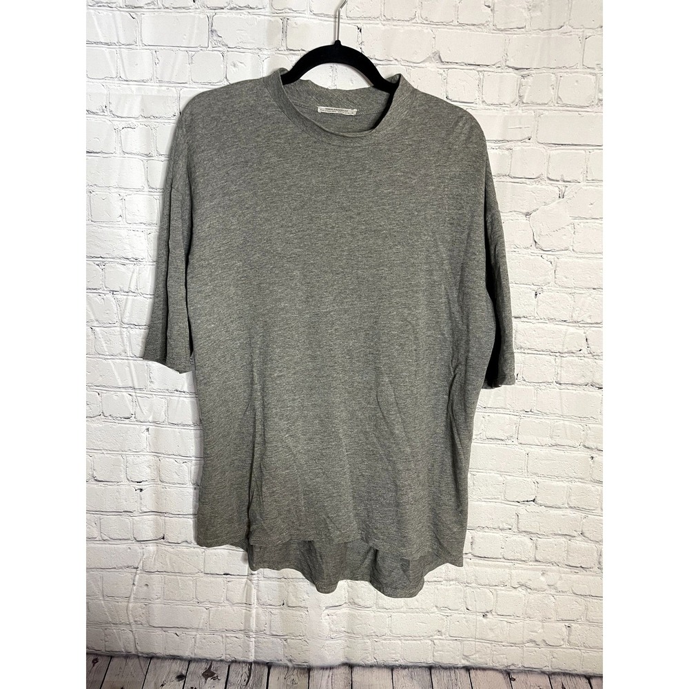 Zara Trafaluc Mens Grey Heathered Oversized Drop Shoulder T-Shirt Size S